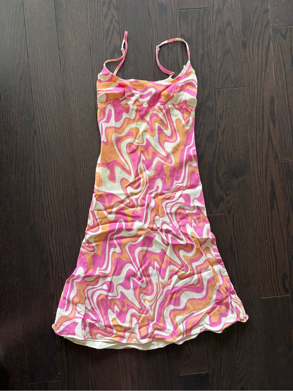 Sunday Pink & Orange Swirl Midi Dress